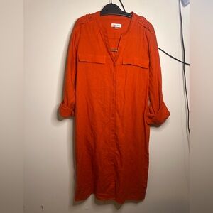 Calvin Klein Vibrant Orange Long Sleeve Dress
